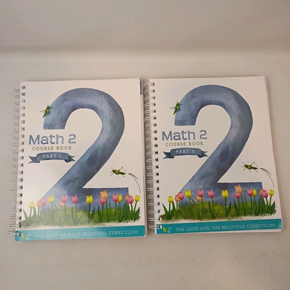 The Good and the Beautiful Math 2 Part 1 & 2 Workbooks Christian Homeschool - VG